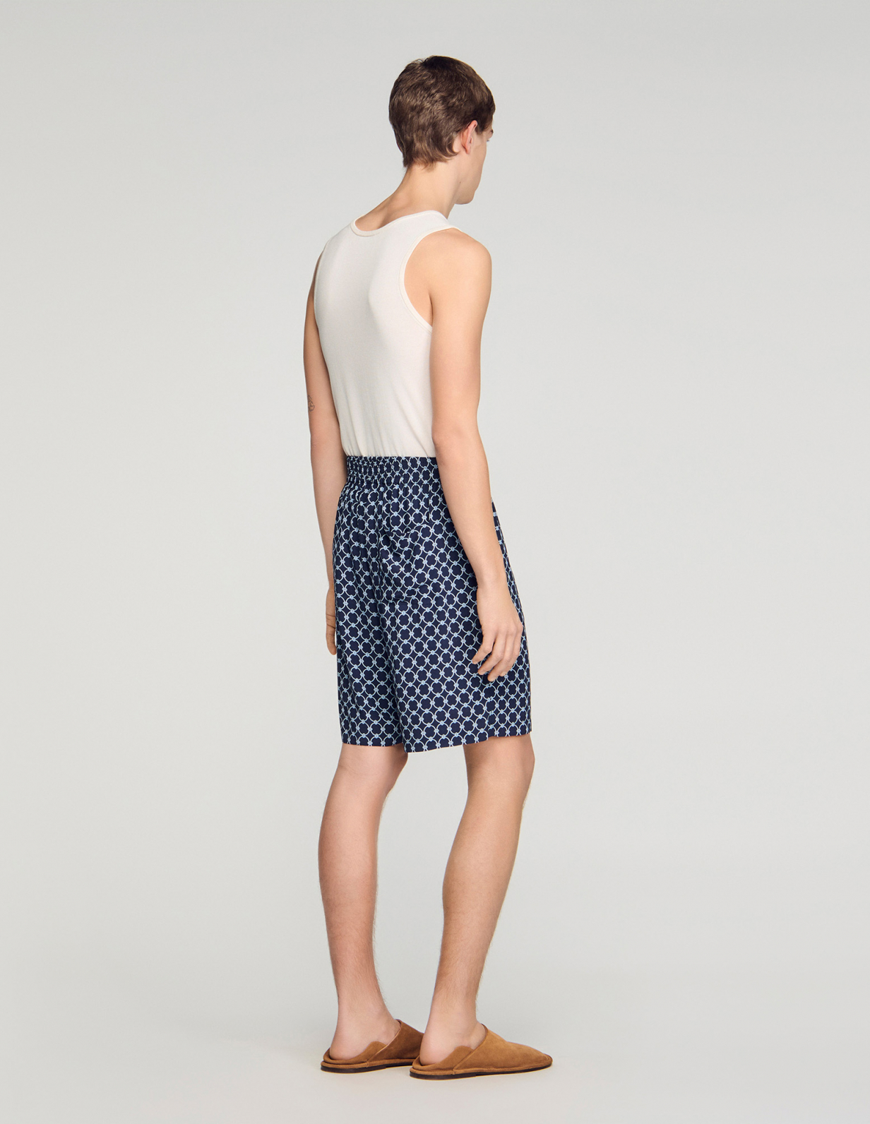 Мужские синие шорты с принтом в виде звеньев_5