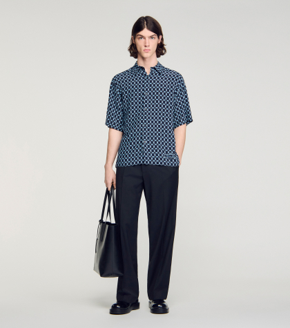 Мужская синяя рубашка с принтом в виде звеньев