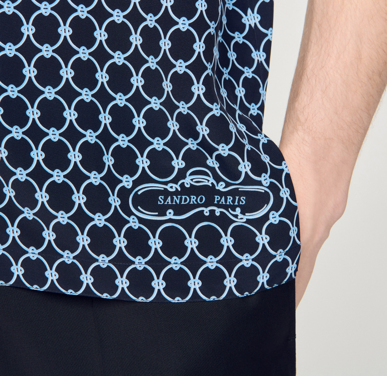 Мужская синяя рубашка с принтом в виде звеньев