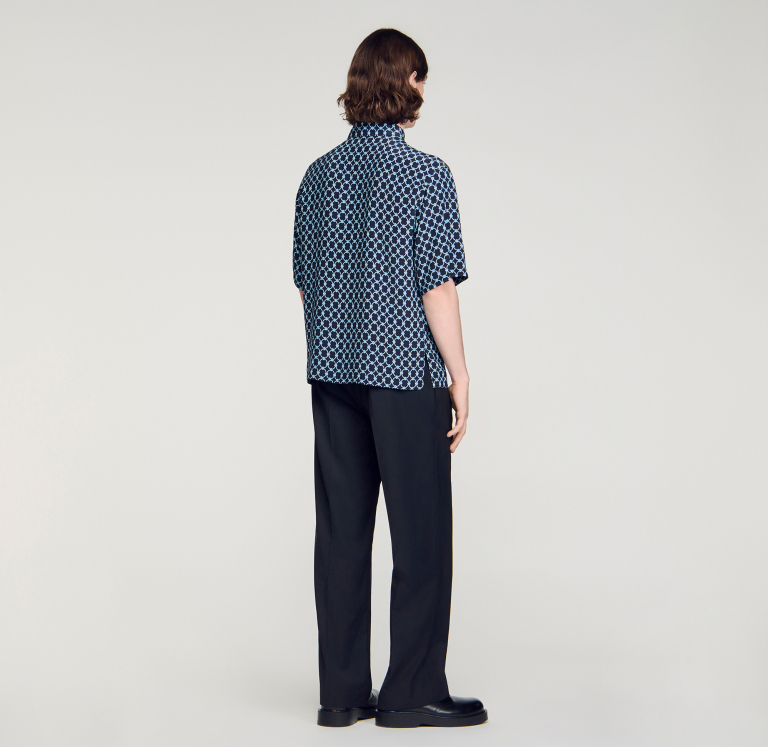 Мужская синяя рубашка с принтом в виде звеньев