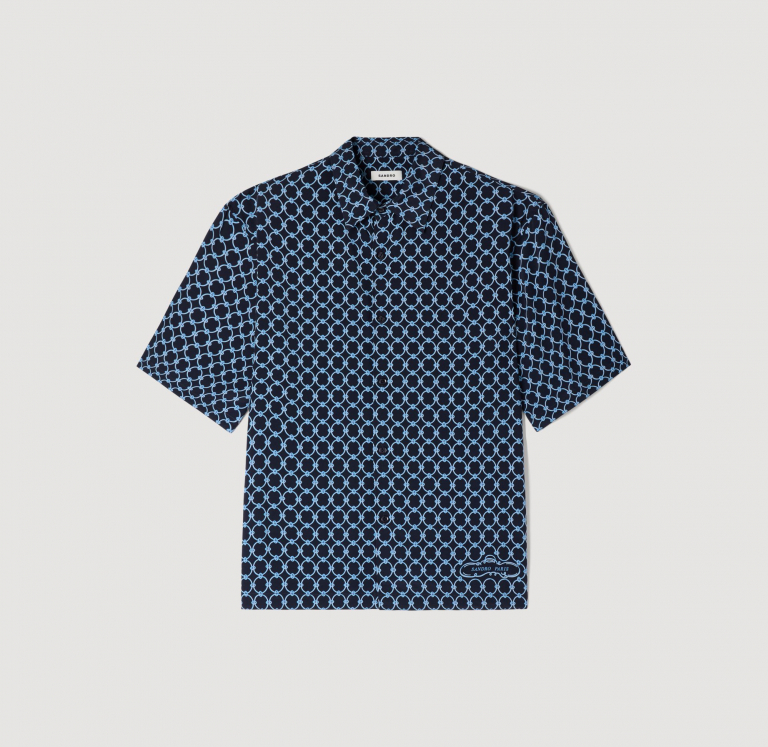 Мужская синяя рубашка с принтом в виде звеньев