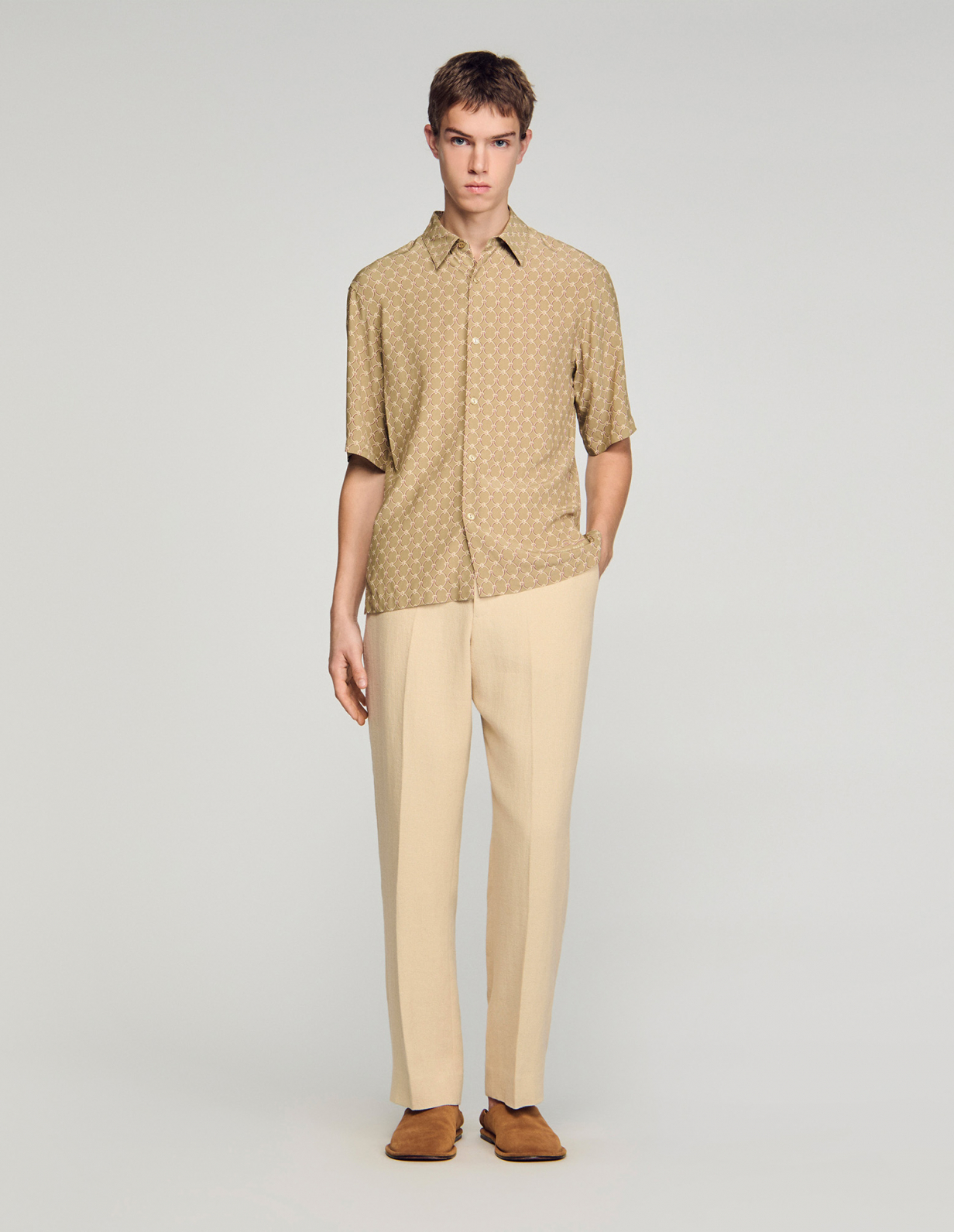 Мужская рубашка с принтом в виде звеньев_1