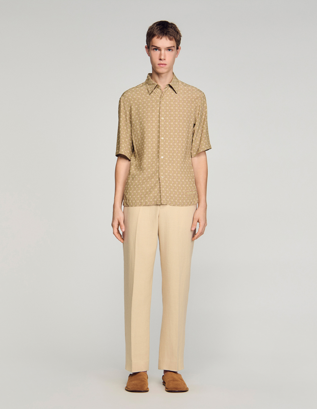 Мужская рубашка с принтом в виде звеньев_2