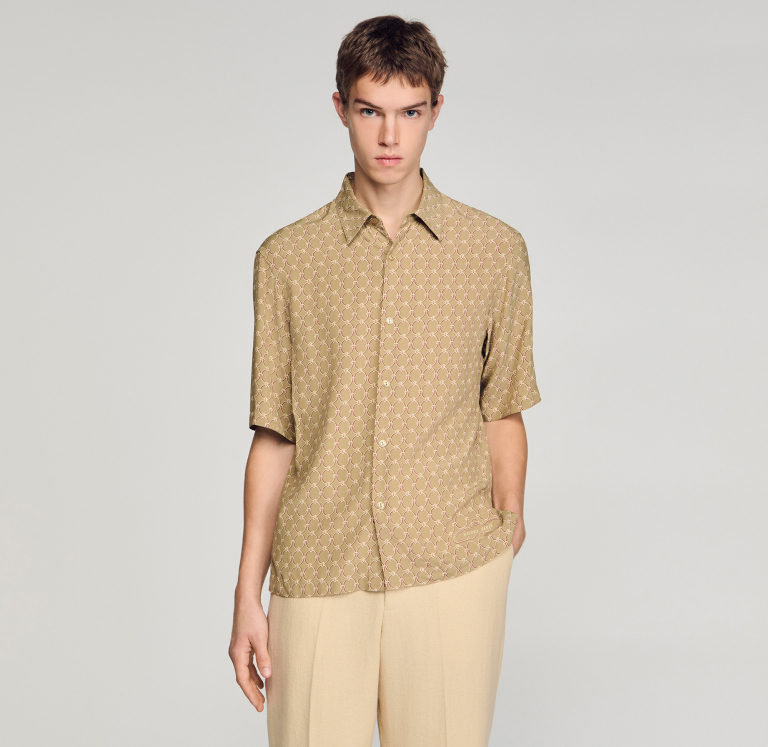 Мужская рубашка с принтом в виде звеньев