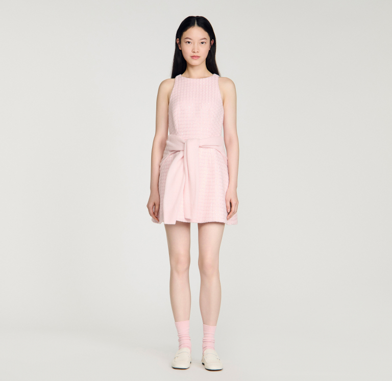 Жіноча твідова сукня, розшита паєтками