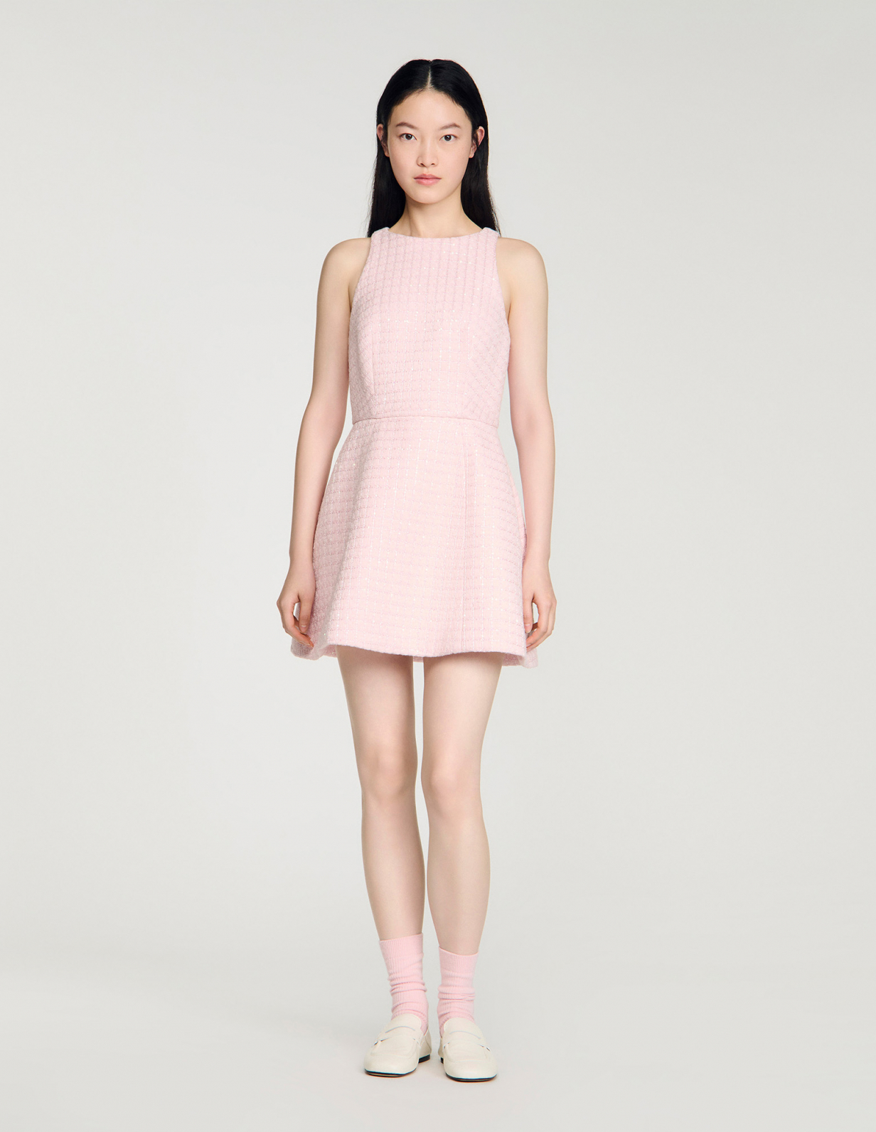 Жіноча твідова сукня, розшита паєтками_2