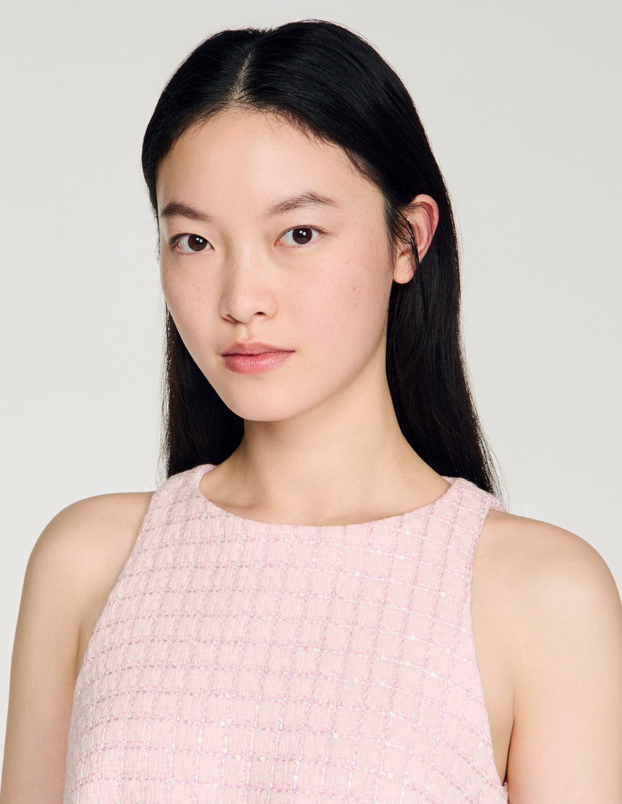 Жіноча твідова сукня, розшита паєтками_3