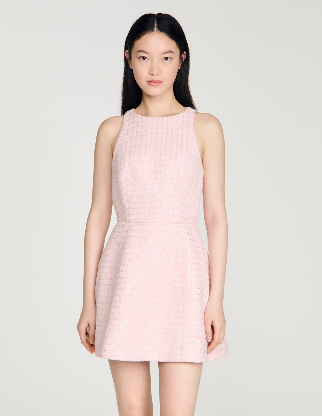 Жіноча твідова сукня, розшита паєтками_4