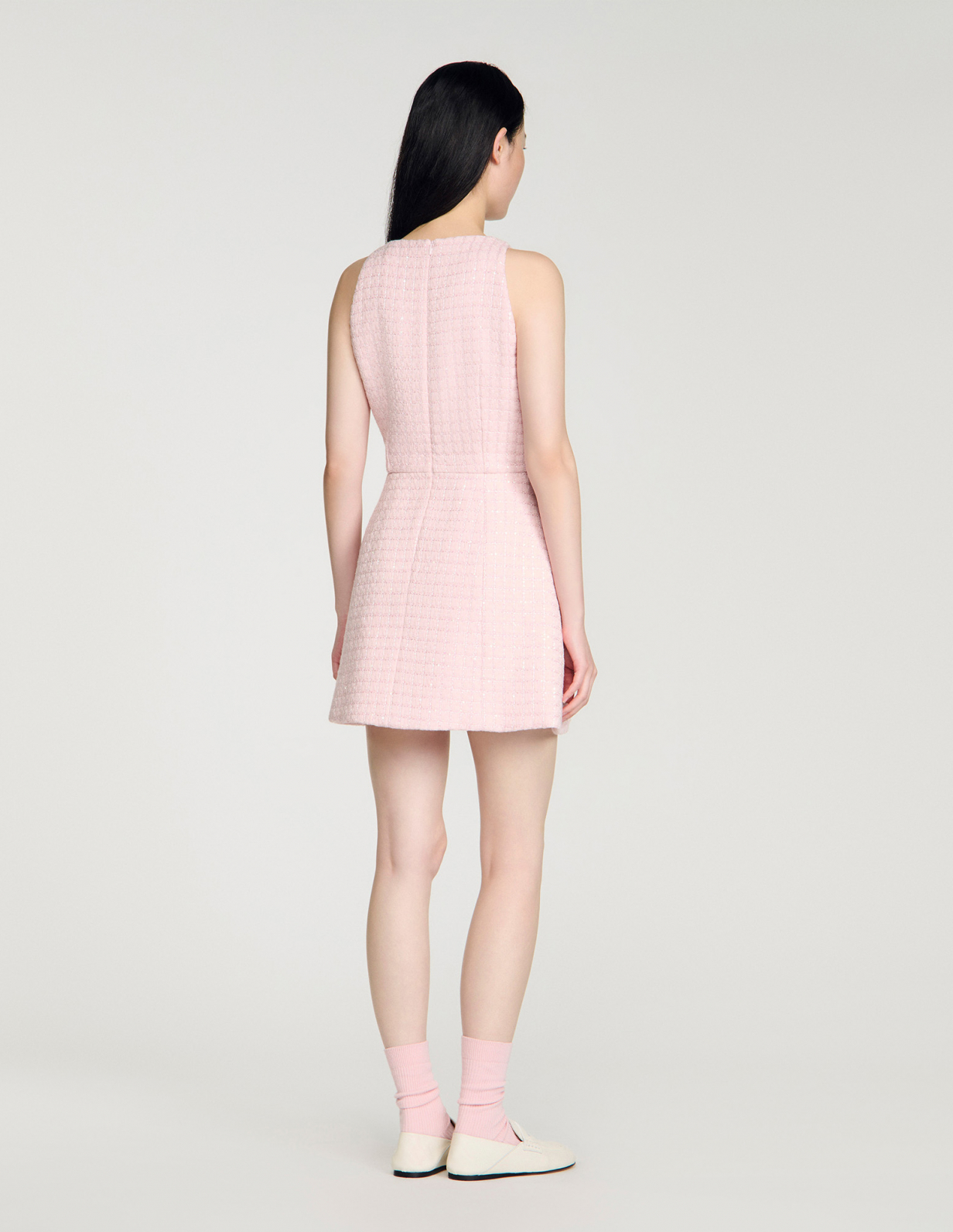 Жіноча твідова сукня, розшита паєтками_5