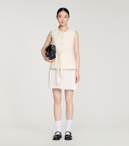 Женское твидовое платье с плиссированной юбкой