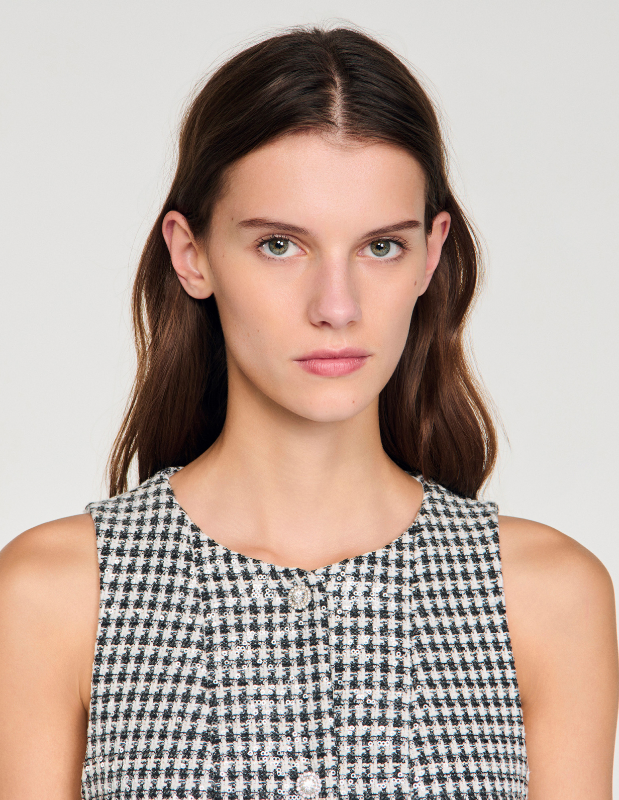 Жіноча коротка сукня з твіду та паєток_3