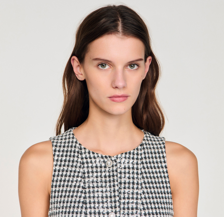 Жіноча коротка сукня з твіду та паєток