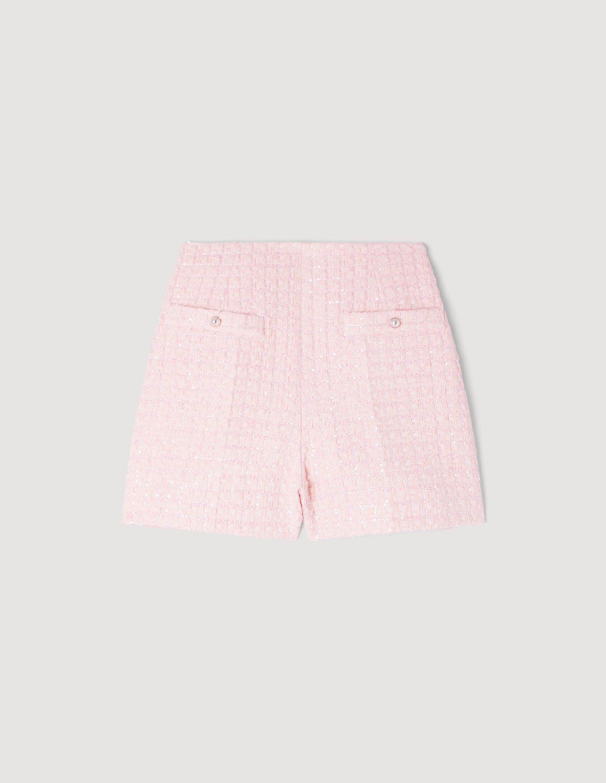 Жіночі твідові картаті шорти з паєтками_6