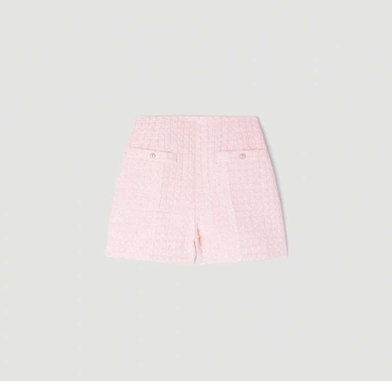 Жіночі твідові картаті шорти з паєтками