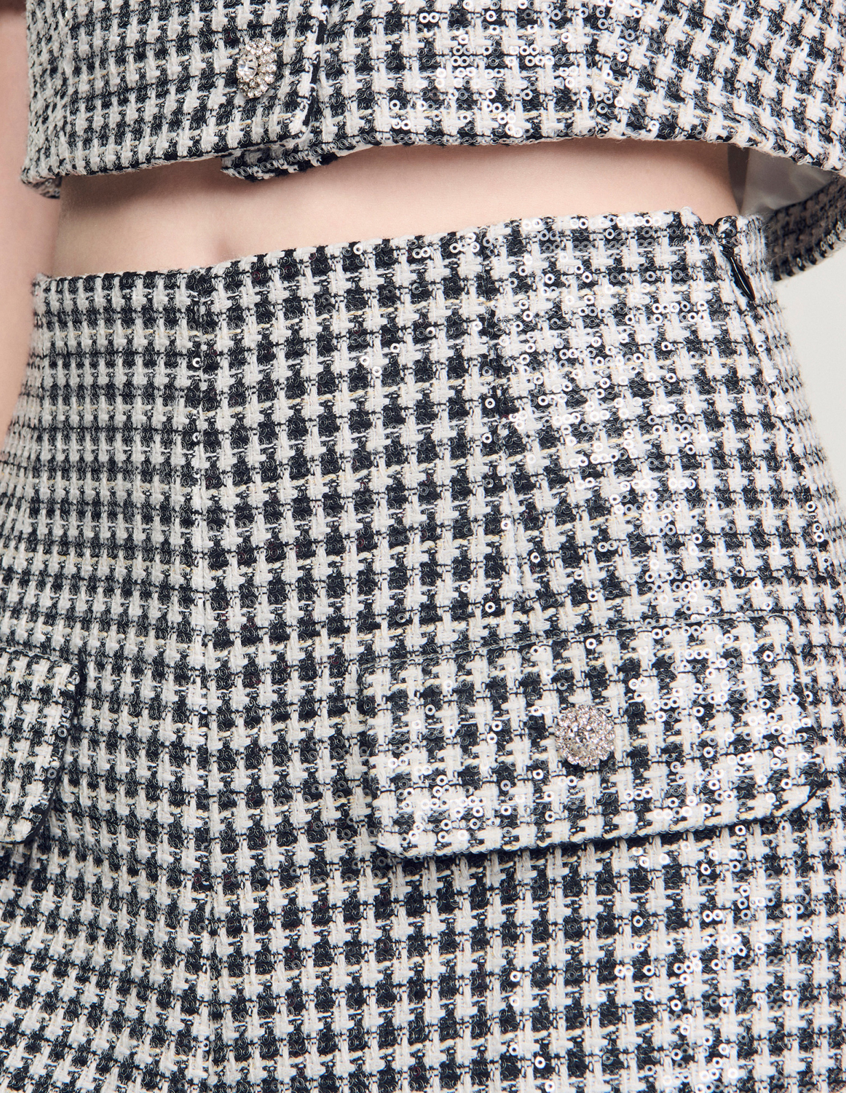 Жіночі шорти з візерунком «гусяча лапка», розшиті паєтками_3