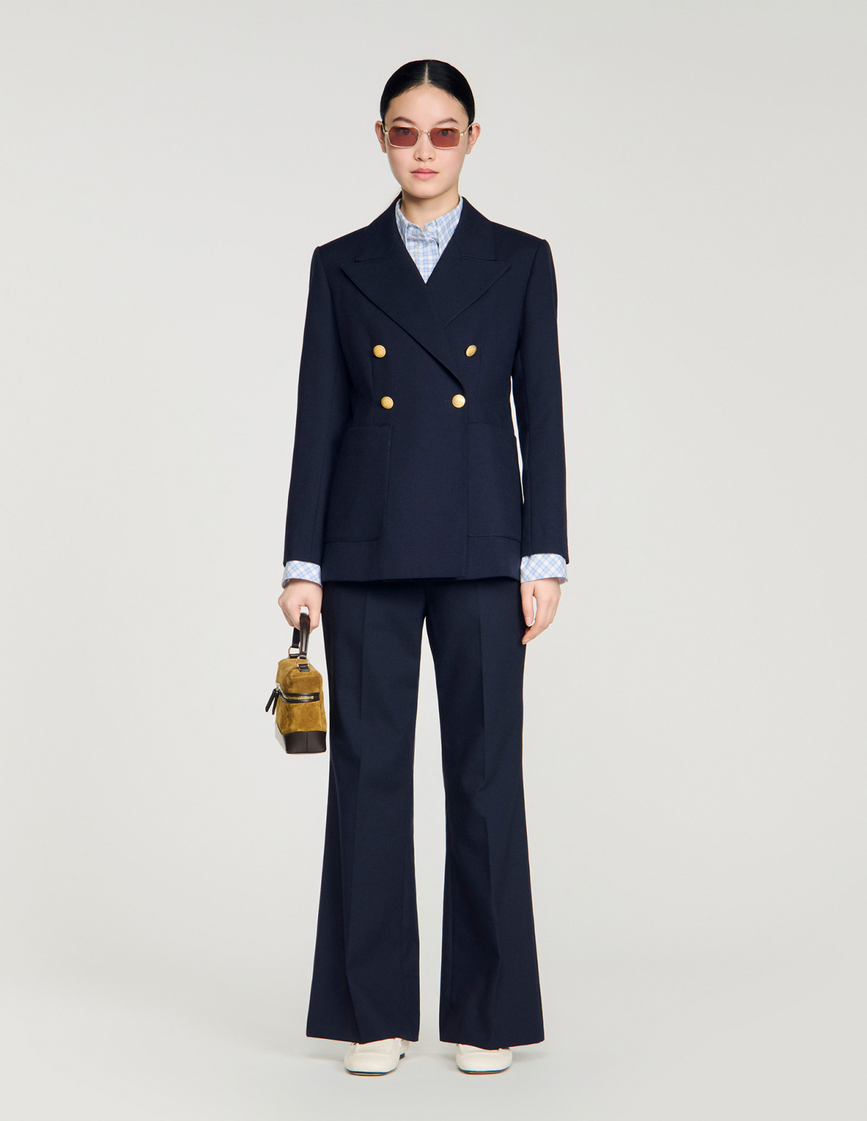 Жіночий синій двобортний жакет_1