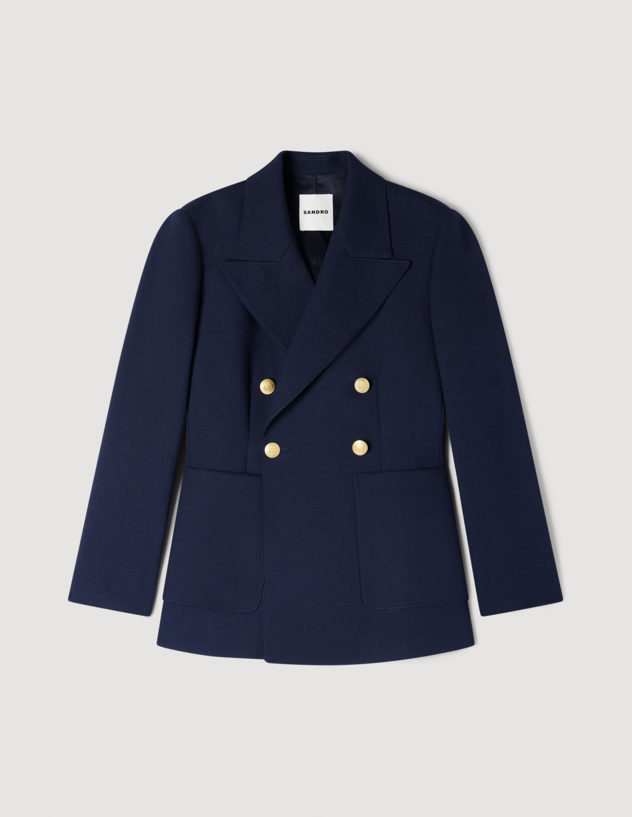 Жіночий синій двобортний жакет_6