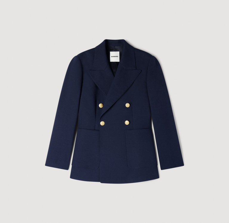 Жіночий синій двобортний жакет