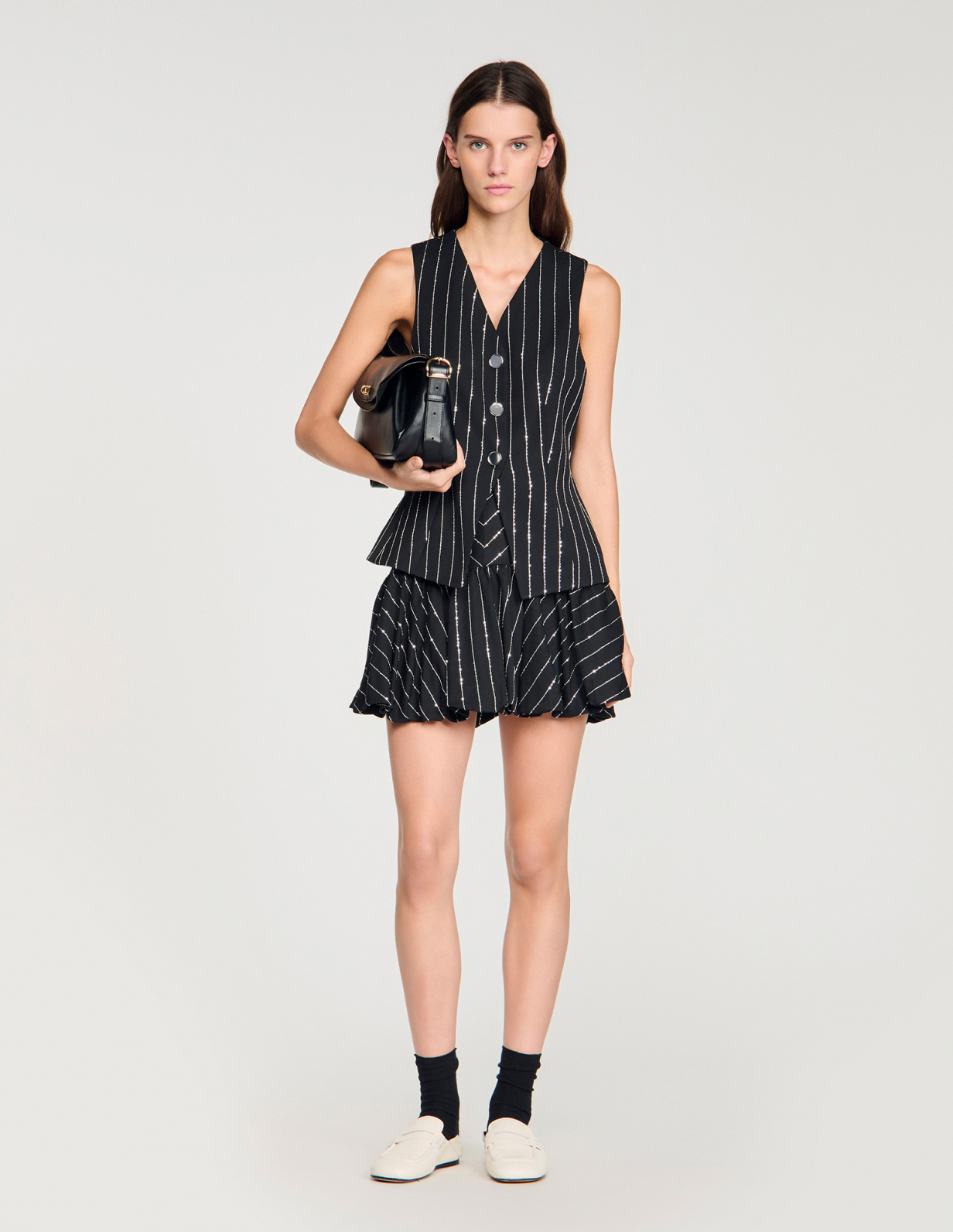 Женский жилет в полоску с пайетками_1