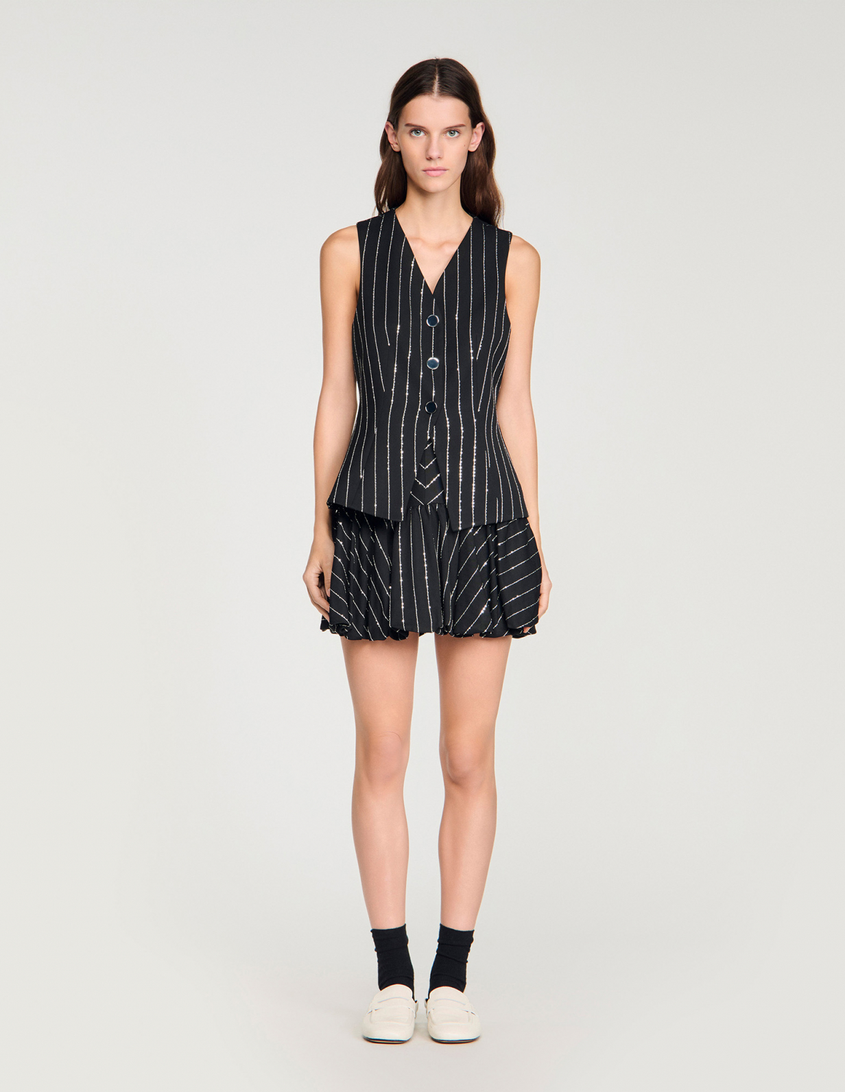 Женский жилет в полоску с пайетками_2