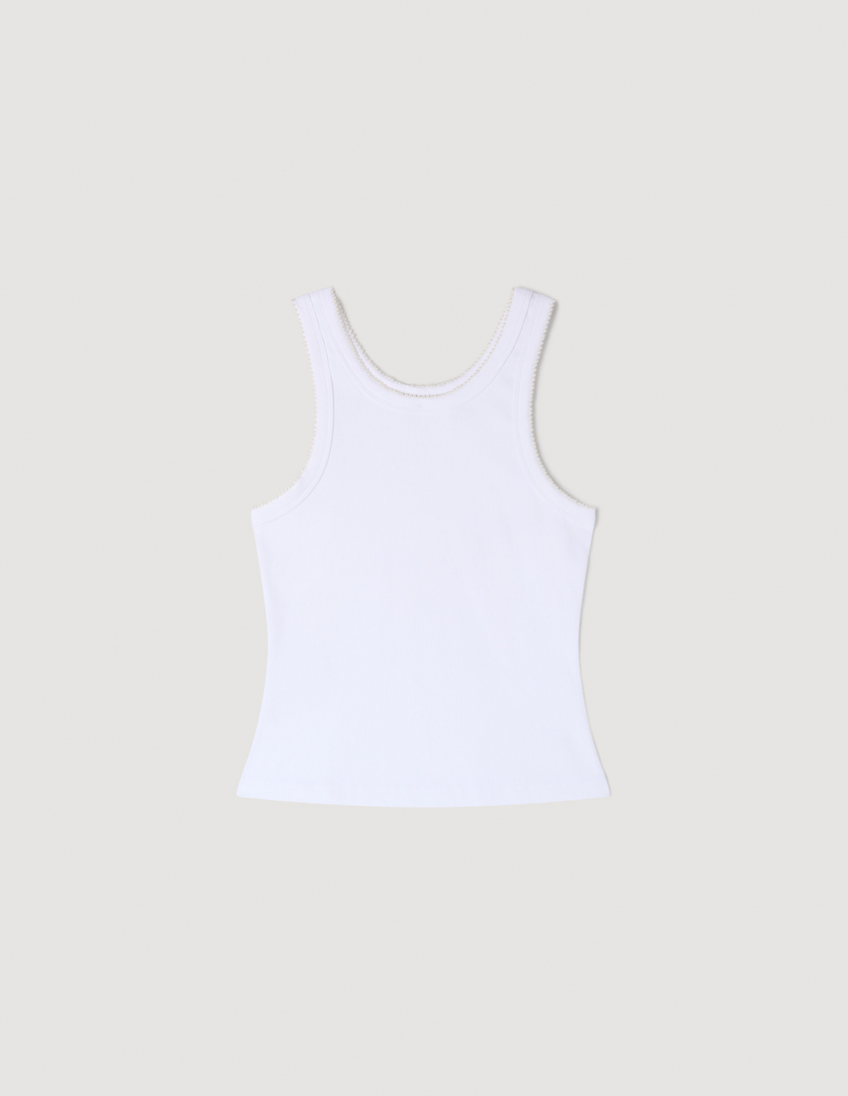 Жіночий білий топ в рубчик з бісером_6