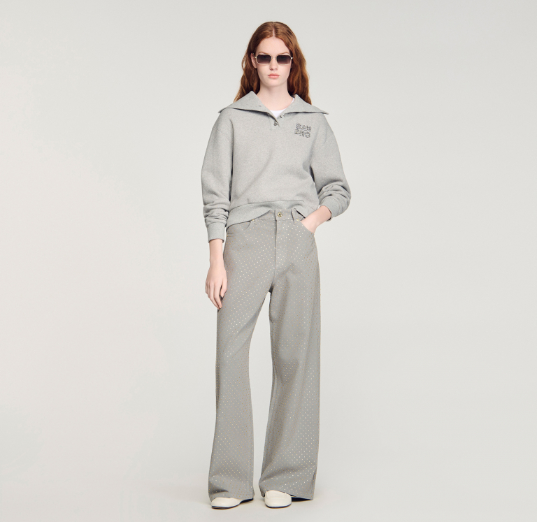 Жіночі сірі джинси зі стразами