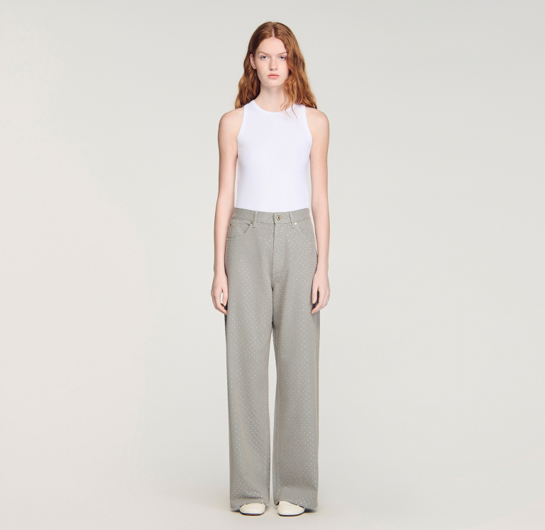 Жіночі сірі джинси зі стразами