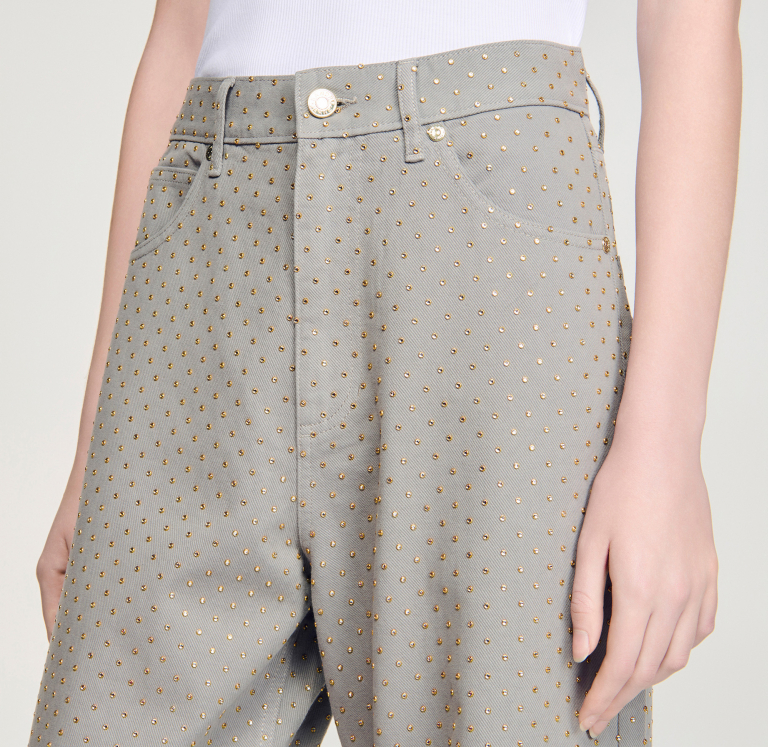 Жіночі сірі джинси зі стразами