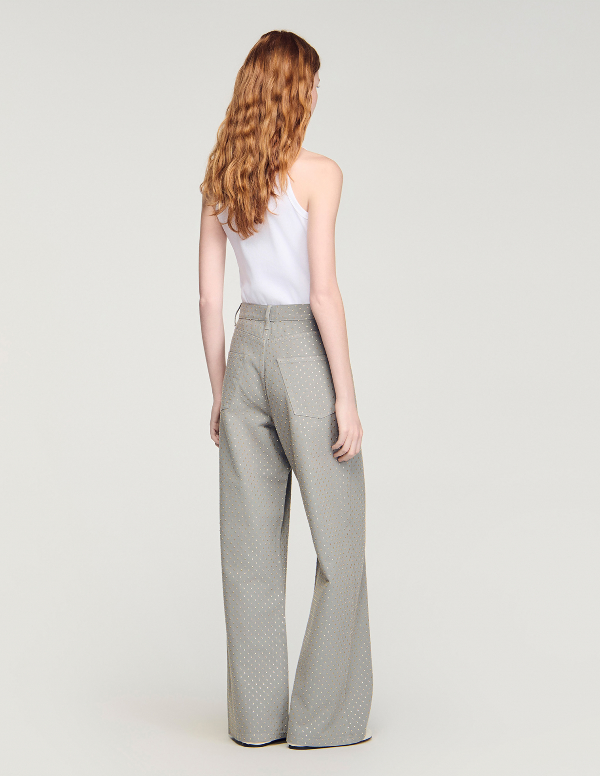 Жіночі сірі джинси зі стразами_5