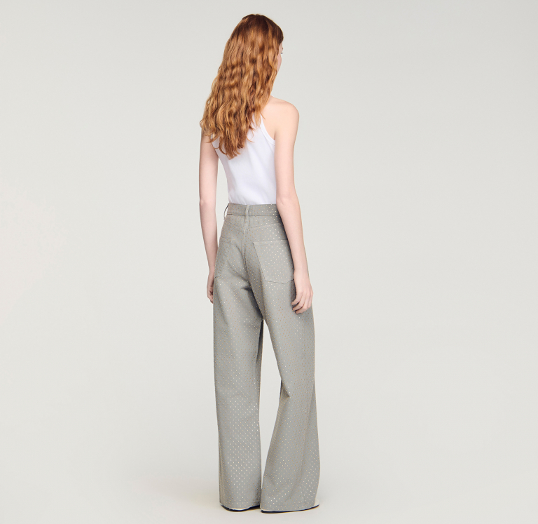 Жіночі сірі джинси зі стразами