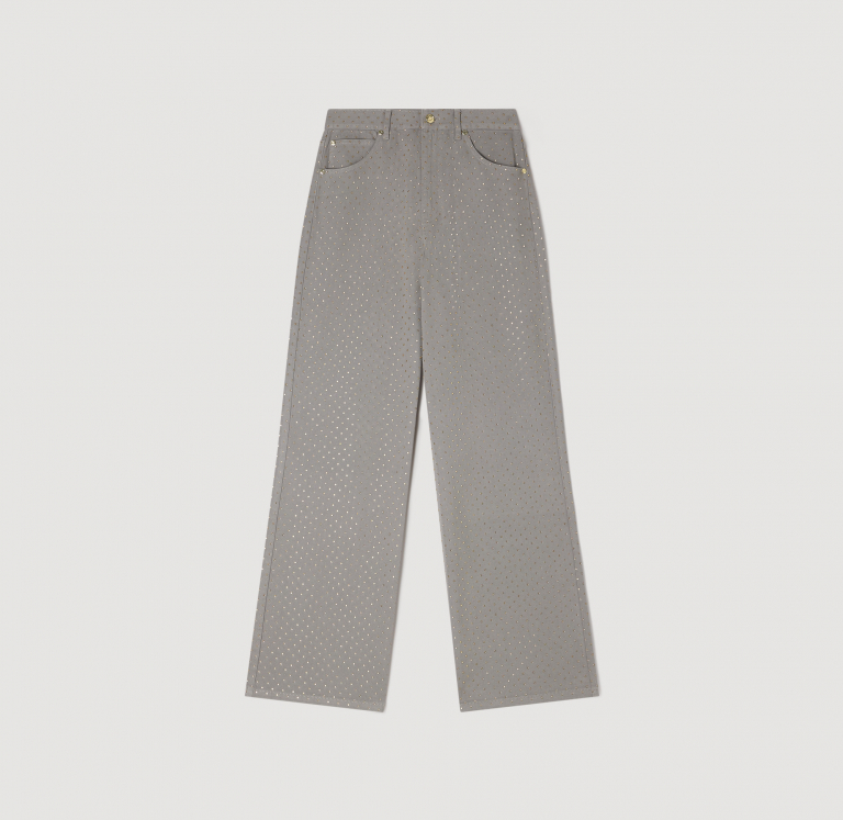 Жіночі сірі джинси зі стразами