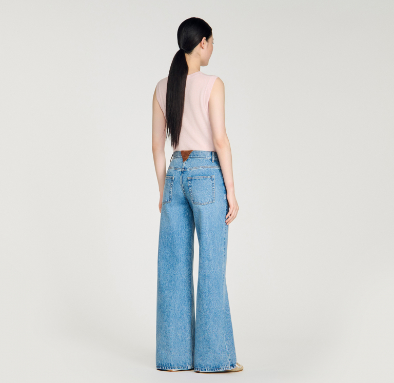 Женские широкие выцветшие джинсы