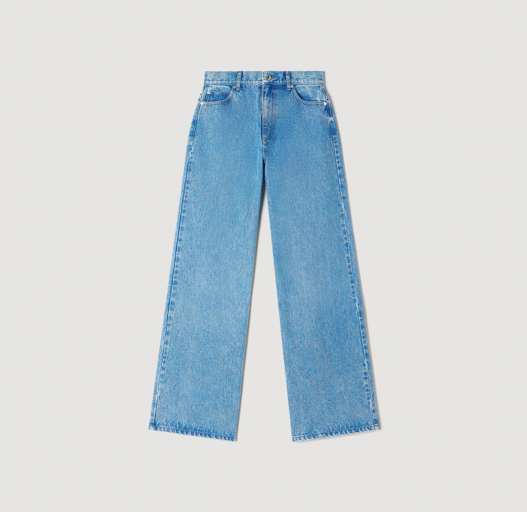 Женские широкие выцветшие джинсы