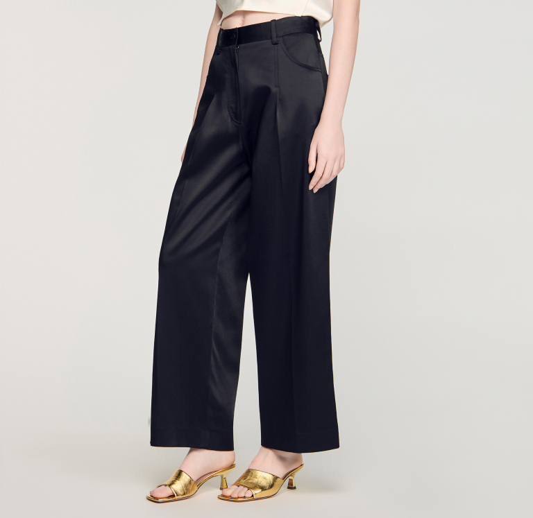 Жіночі широкі атласні брюки