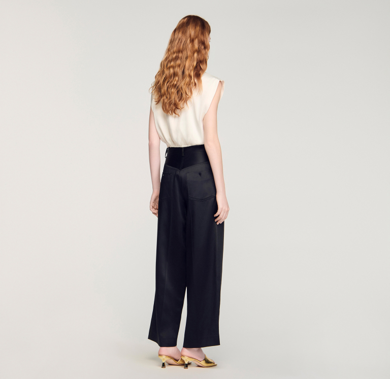 Жіночі широкі атласні брюки