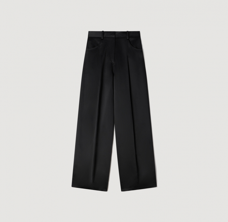 Жіночі широкі атласні брюки