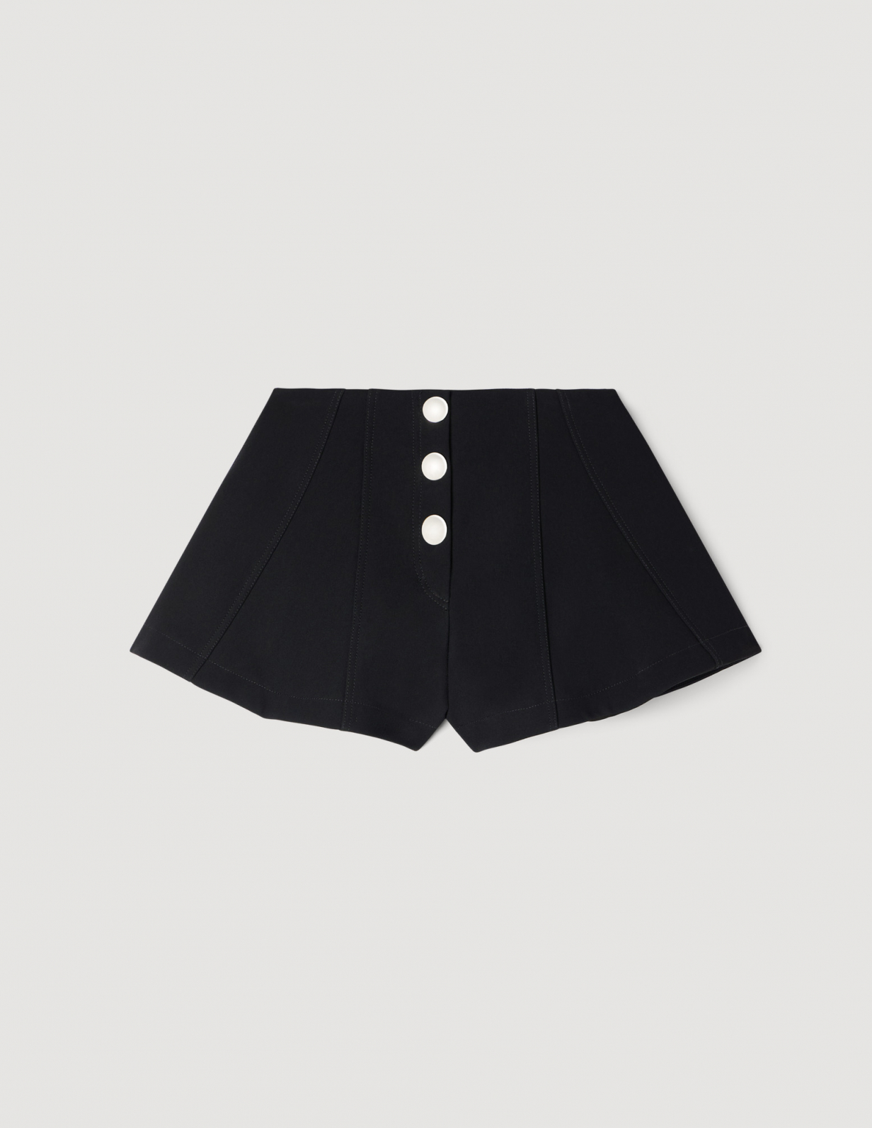 Женские расклешенные шорты на кнопках_6