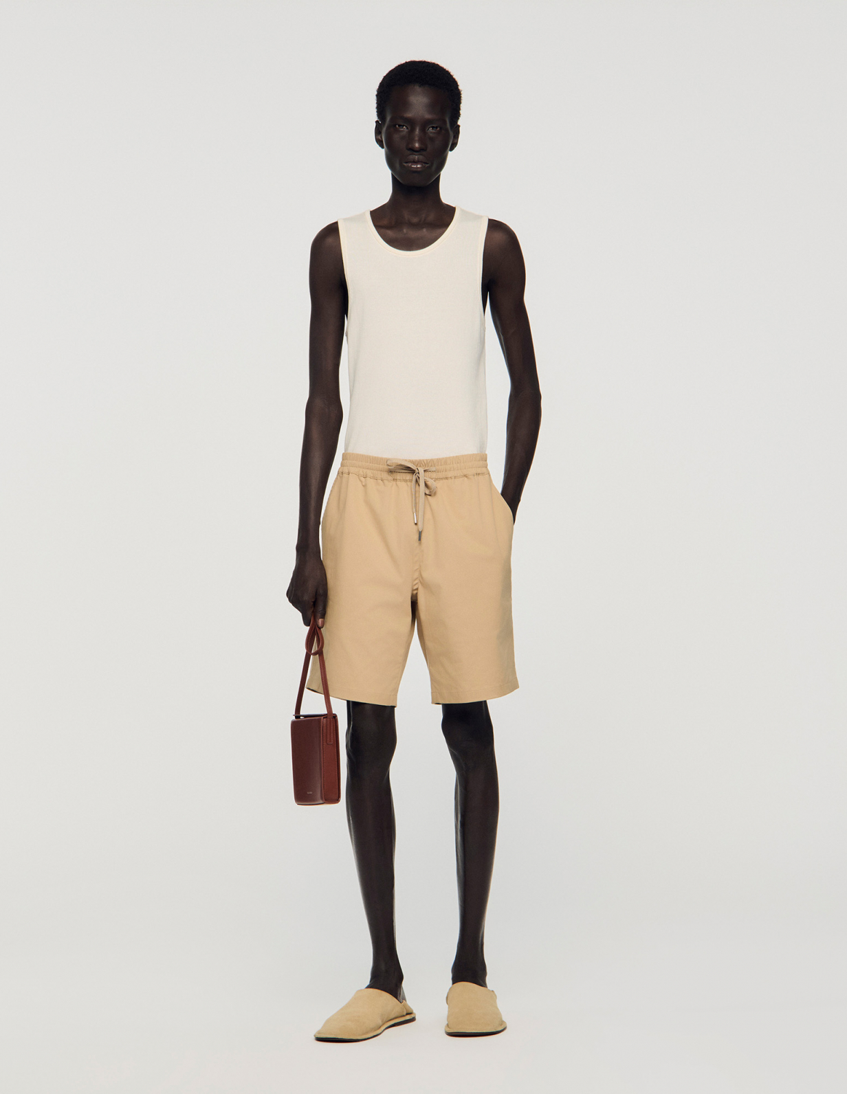 Мужские бежевые хлопковые шорты_1