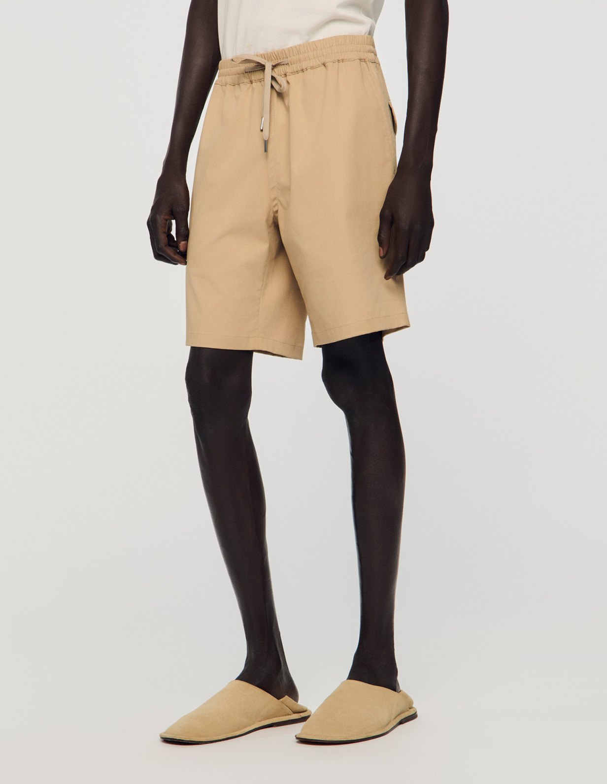 Мужские бежевые хлопковые шорты_4