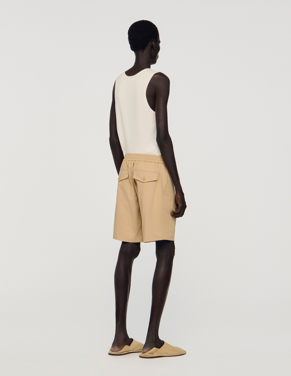 Мужские бежевые хлопковые шорты_5