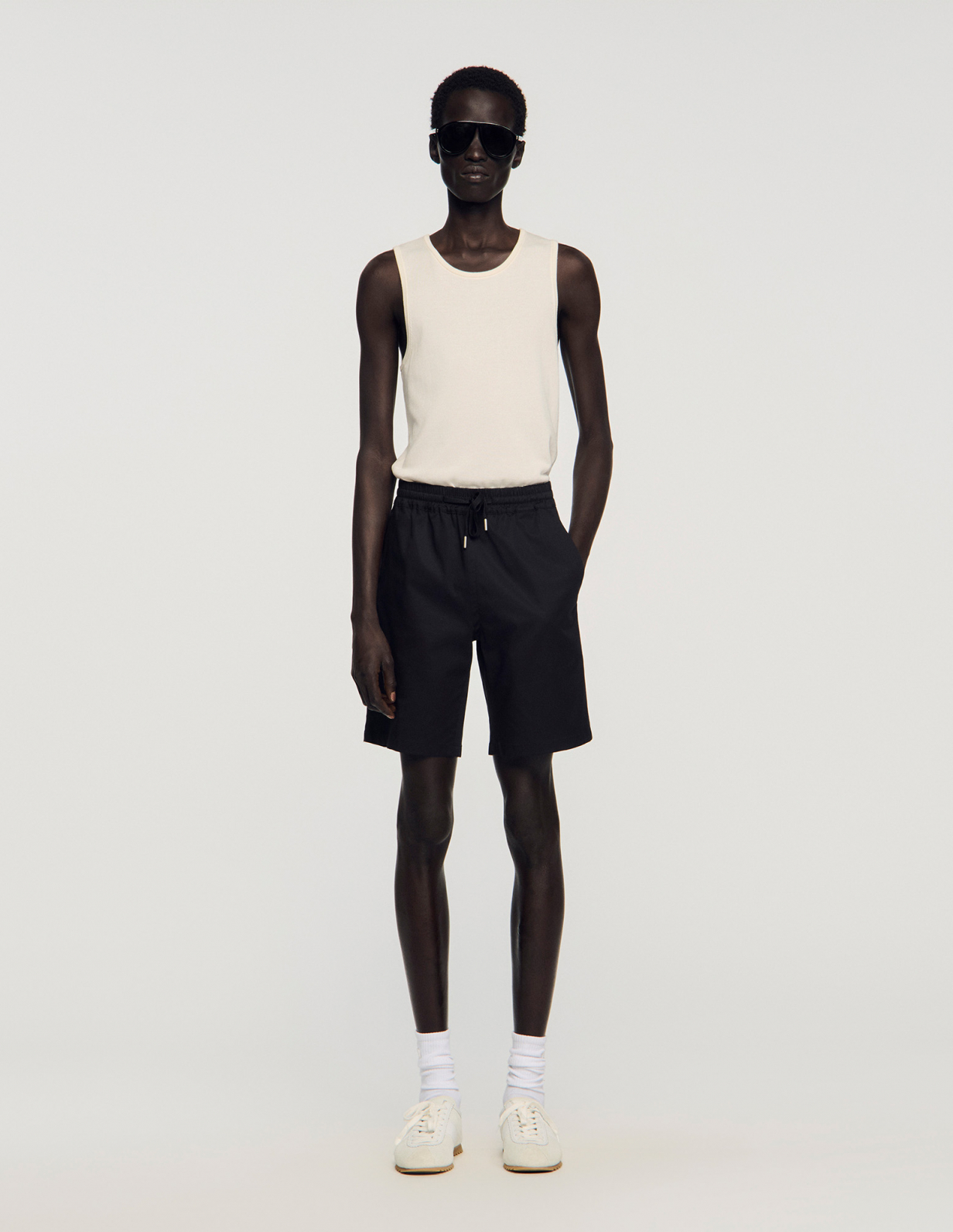 Мужские черные хлопковые шорты_1