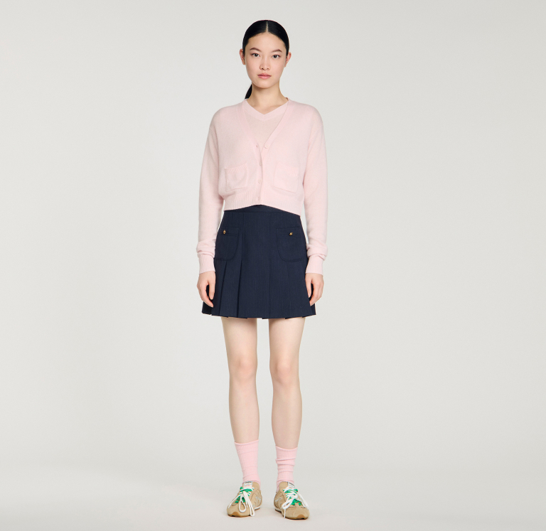 Женский короткий кардиган из комбинированной шерсти