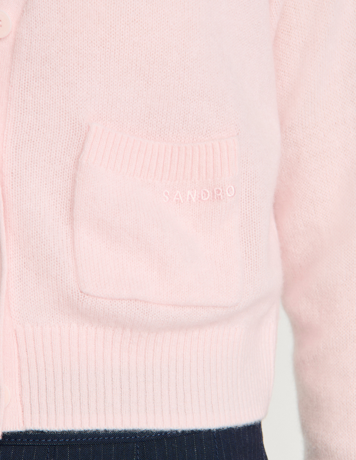 Женский короткий кардиган из комбинированной шерсти_3