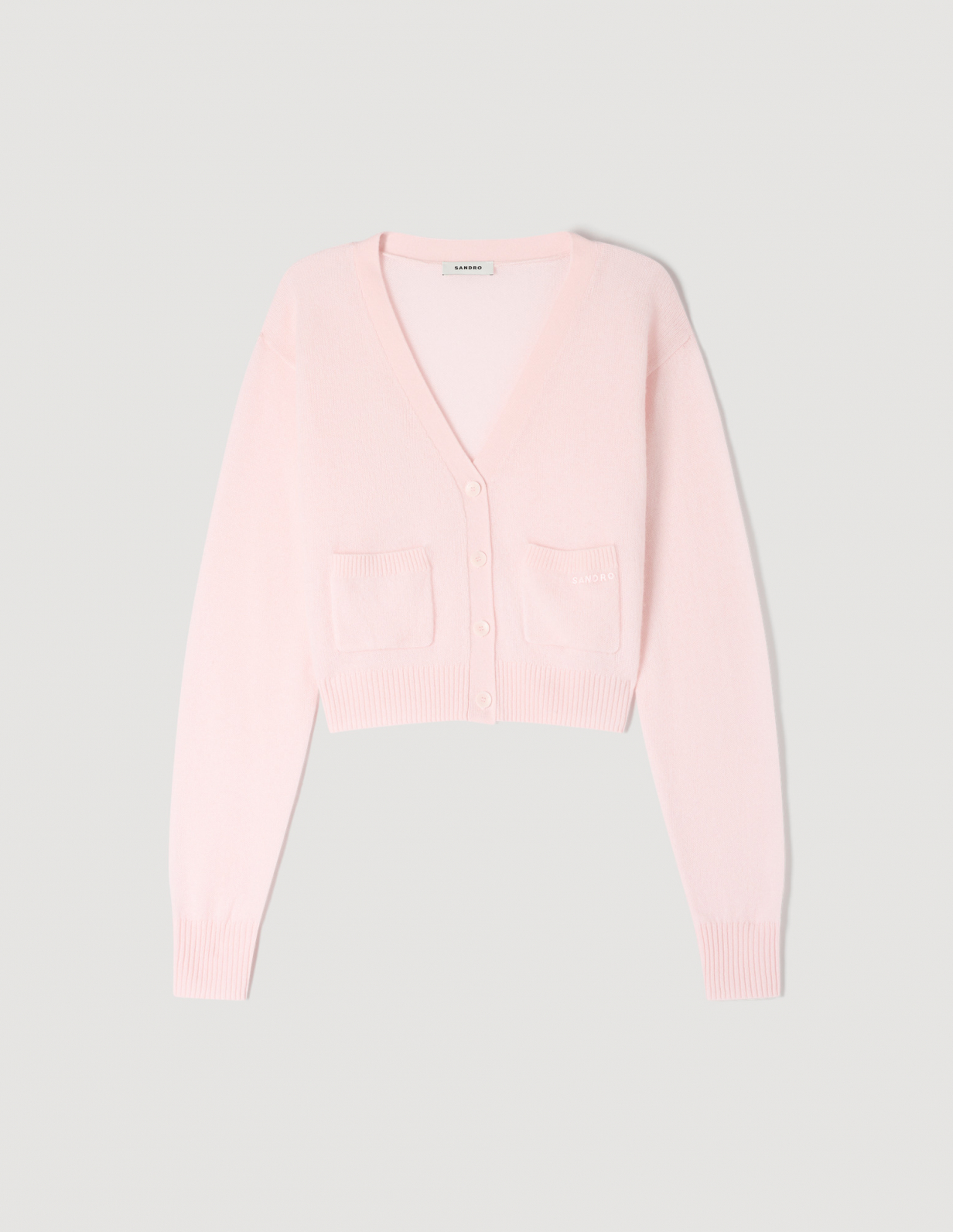 Женский короткий кардиган из комбинированной шерсти_6