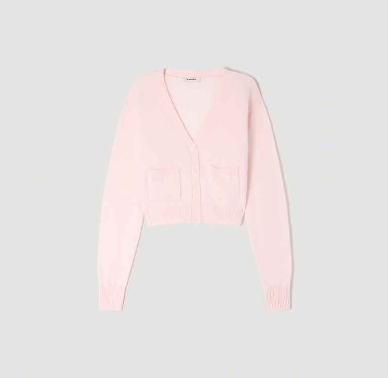 Женский короткий кардиган из комбинированной шерсти