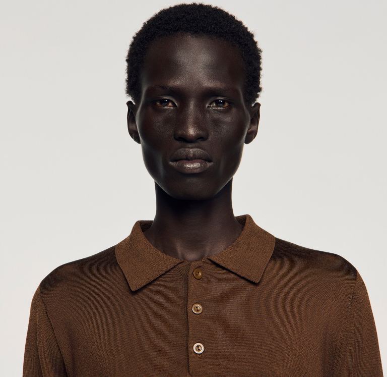 Чоловічий коричневий джемпер-поло