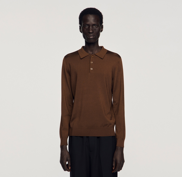 Чоловічий коричневий джемпер-поло