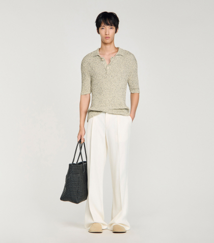 Чоловіче трикотажне поло з меланжевої бавовни