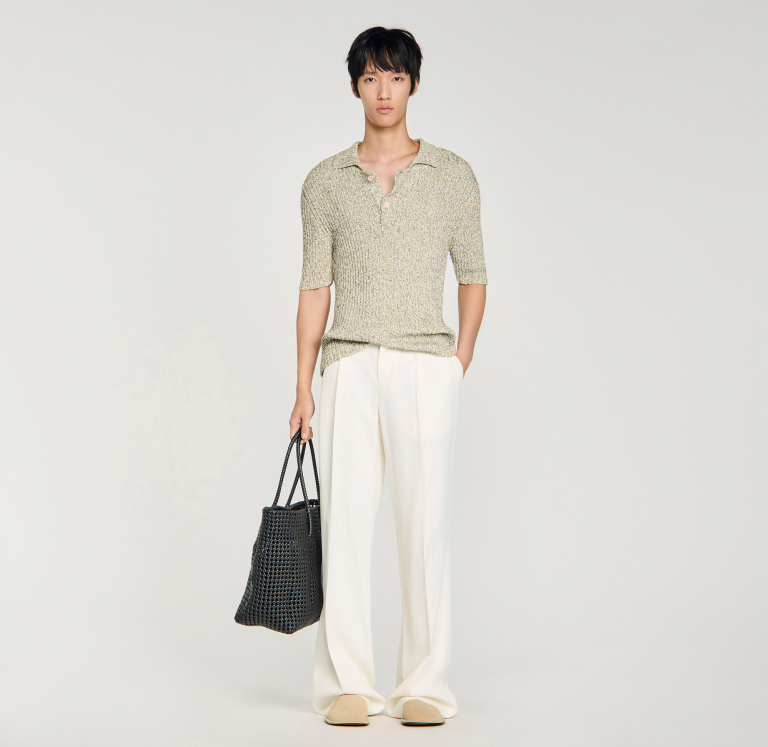 Мужское трикотажное поло из меланжевого хлопка