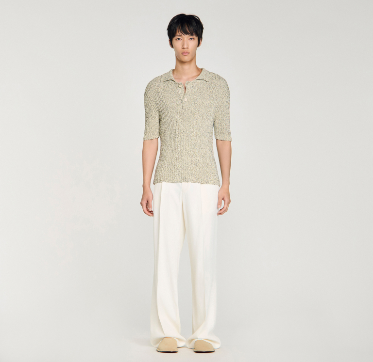 Мужское трикотажное поло из меланжевого хлопка